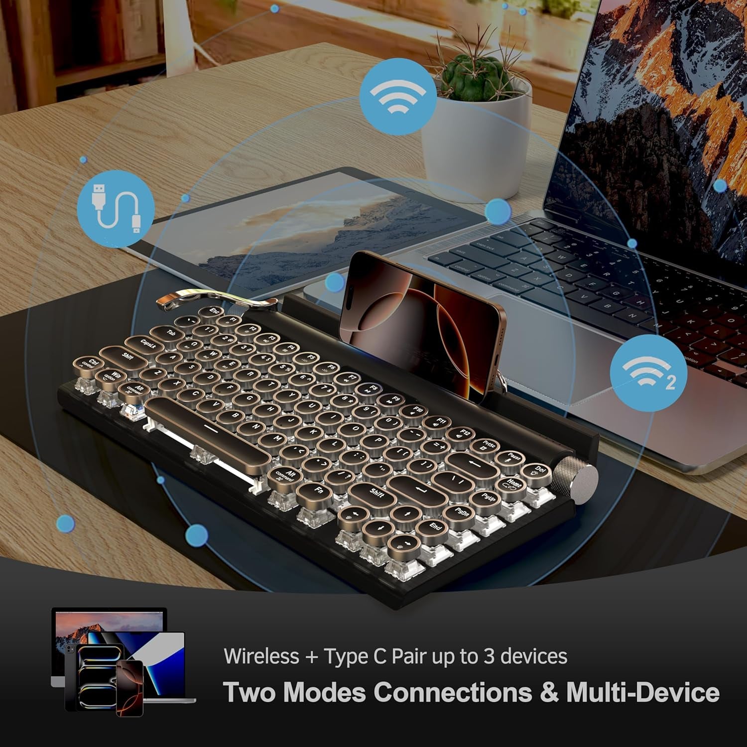 Taiahiro Retro Typewriter Bluetooth Mechanical Keyboard